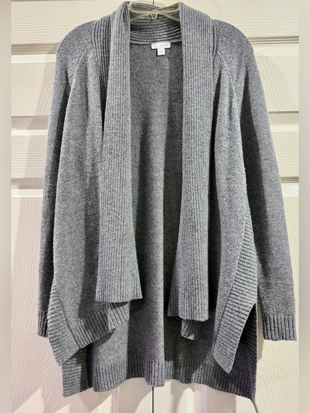 J.Jill Pure Jill Open Front Cardigan Sweater Women’s Sz Small Gray WOOL BLEND